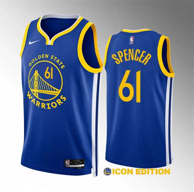Men's Golden State Warriors #61 Pat Spencer Blue Icon Edition Stitched Basketball Jersey Dzhi